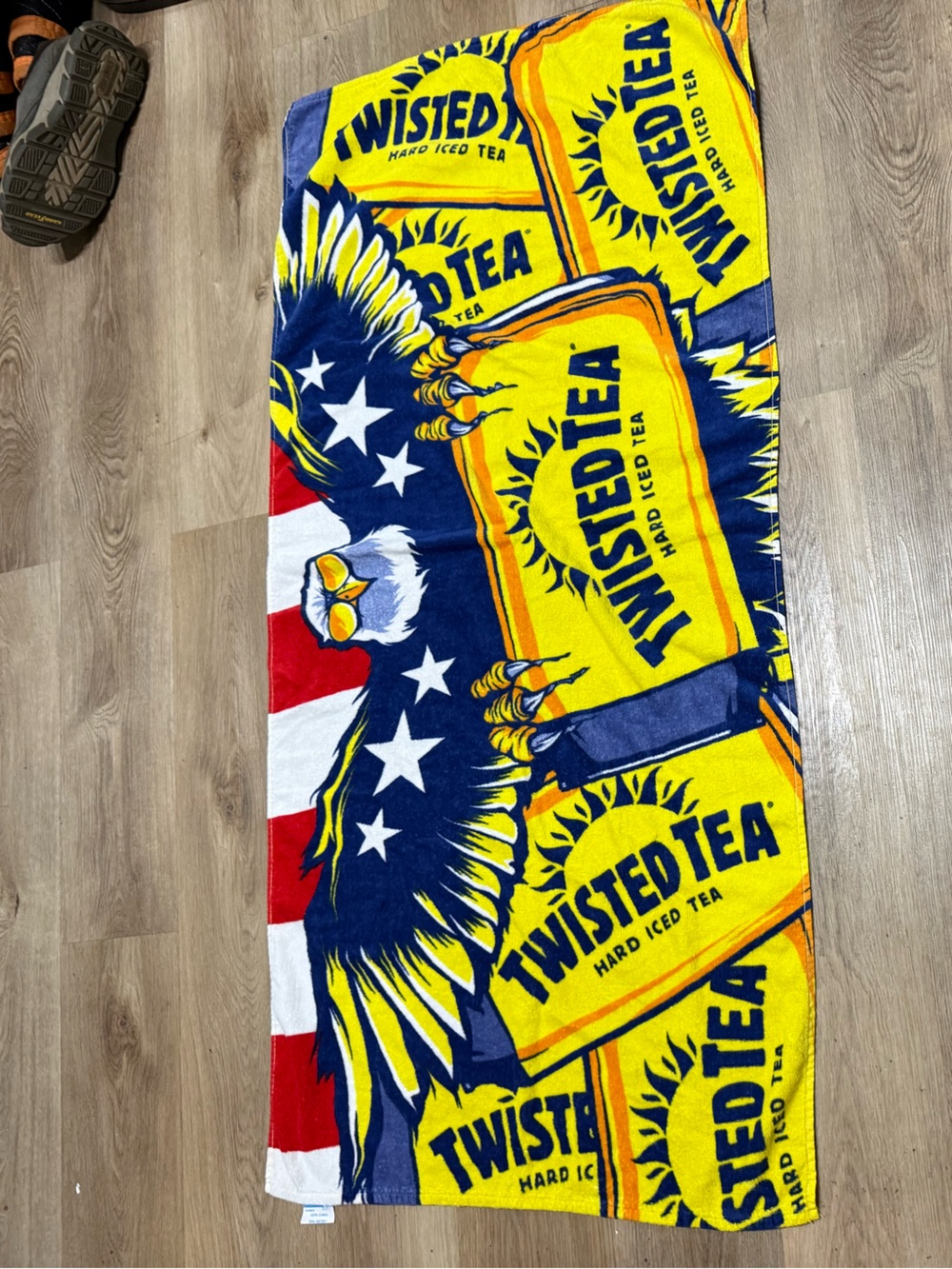 TWISTED TEA ORIGINAL HARD ICED TEA CAN BEACH TOWEL YELLOW BLUE